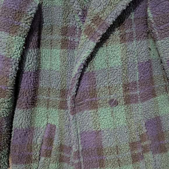 Belle Vere Teddy Bouclé Double Breasted Oversized Coat Tartan Plaid Preppy - Picture 5 of 12
